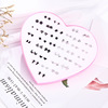 Small plastic gift box heart-shaped, hypoallergenic earrings, Korean style, simple and elegant design, 36 pair, wholesale