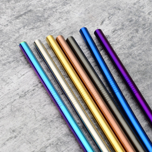 Cross-border exclusive food-grade 304 stainless steel straw, iridescent gold, milk tea drink metal straw set