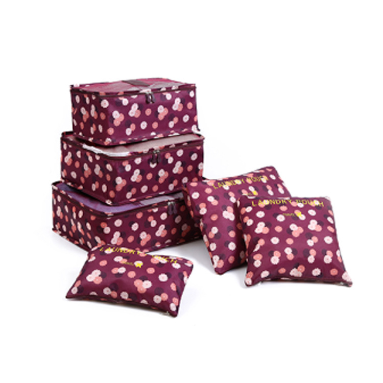 Nuevo impreso bolsa de almacenamiento de viaje traje de seis 6 piezas bolsa de organización de ropa de viaje bolsa de almacenamiento de ropa impermeable