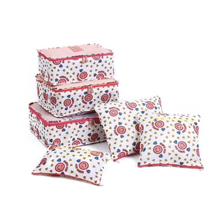 Nuevo impreso bolsa de almacenamiento de viaje traje de seis 6 piezas bolsa de organización de ropa de viaje bolsa de almacenamiento de ropa impermeable