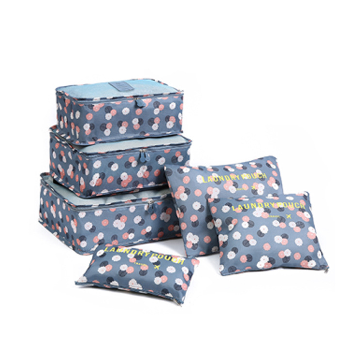 Nuevo impreso bolsa de almacenamiento de viaje traje de seis 6 piezas bolsa de organización de ropa de viaje bolsa de almacenamiento de ropa impermeable