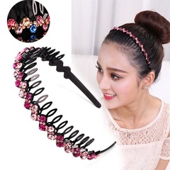22Korean Version Water Diamond Headband Black Full Diamond Female Hair Clip Acrylic Wave Fashion Headband Hair Accessory Wholesale