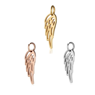 跨境金色/玫瑰金/钢色不锈钢翅膀精抛光DIY吊坠饰品带挂圈0.8*5mm