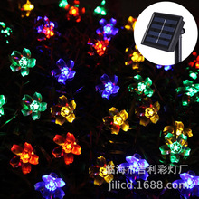 LED桃花太阳能灯串 户外防水草坪插地庭院装饰彩灯闪灯串灯满天星