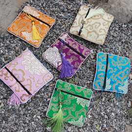 民族风 印花绸缎便携小包零钱包 双面绣手拎零钱包 多色