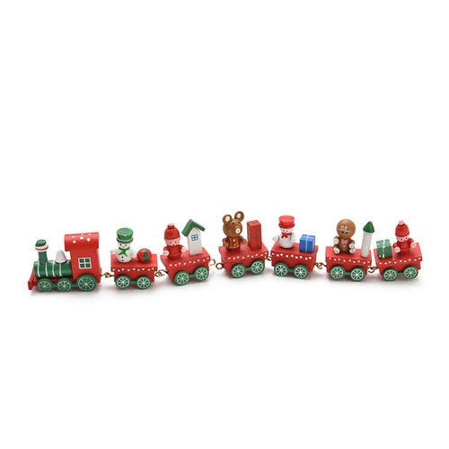 Christmas decorations, wooden small train, Christmas craft ornaments, children's holiday gifts, kindergarten gifts