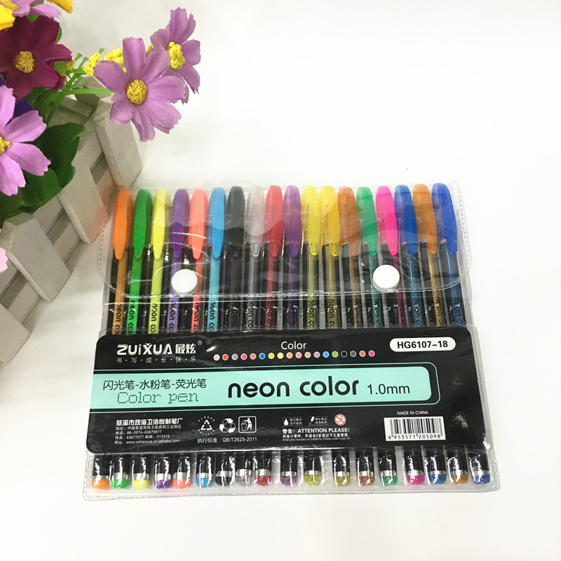 Color gel pluma 48 color resaltador Flash Pen traje estudiante diario pluma DIY graffiti color pluma de llenado en stock