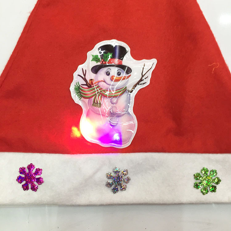 Gorro navideño con luces LED, gorro navideño con luz intermitente de tres segmentos, gorro con música, gorro navideño con luz intermitente y LOGO bordado personalizado.