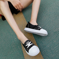 淺口內增高小白鞋女2024春季新款韓版學生軟皮休閒平底一腳蹬單鞋