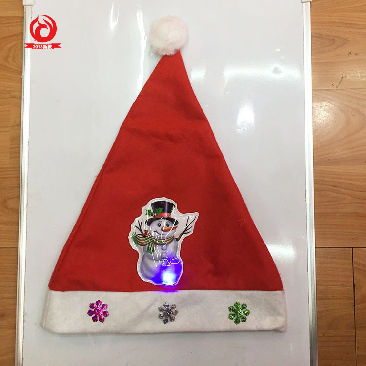 Gorro navideño con luces LED, gorro navideño con luz intermitente de tres segmentos, gorro con música, gorro navideño con luz intermitente y LOGO bordado personalizado.
