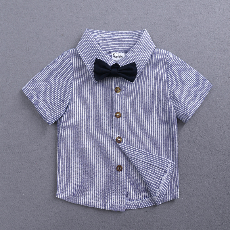 Summer Children's Suit Handsome Boy Baby Gentleman Bow-tie Shirt Suspender Pants Children's Clothes Birthday Party Dress