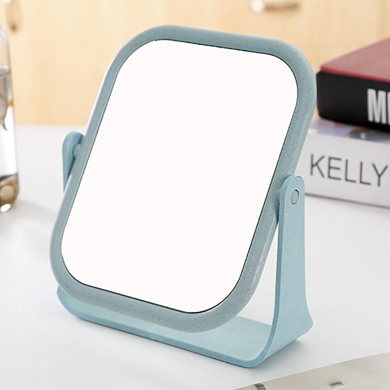HD espejo de maquillaje de doble cara espejo de plástico de escritorio colorido vestidor plegable portátil grande cuadrado princesa espejo