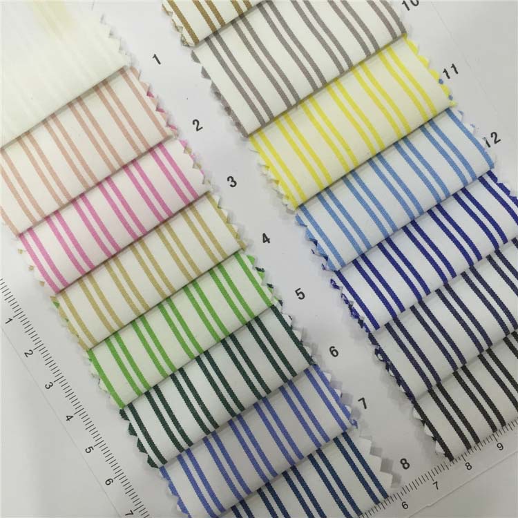 源头工厂色织条纹面料衬衫 时装时尚涤棉童装连衣裙男女衬衫布料