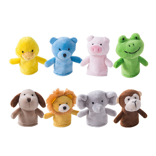 Monkey, lion, bear, pig, frog finger puppet, mini plush animal hand puppet for kindergarten, educational toy