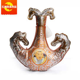 四马头成吉思汗皮囊奶酒38度500ml 乳香型 内蒙特产马奶酒