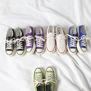 Beier New ins purple canvas shoes 1970s Hong Kong style women's shoes Korean Harajuku students casual skateboard shoes