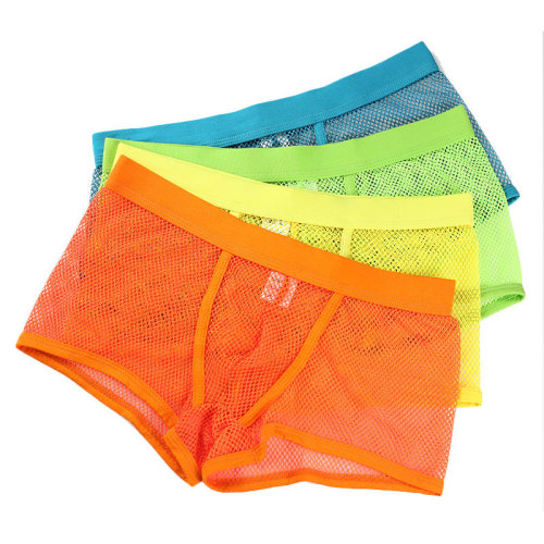 Men's underwear hollow sexy boxer briefs transparent boxer briefs low waist breathable shorts