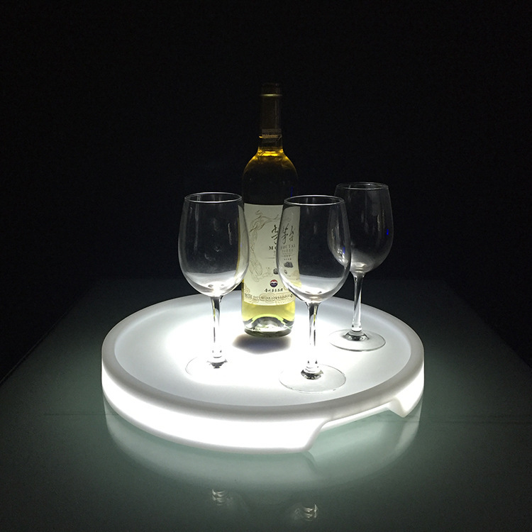 LED 発光ワイントレイバー KTV カラフルな雰囲気ワイントレイナイトクラブリモコンワインラックラウンドトレイプラスチックアイスクリップ|undefined