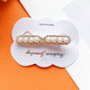 Metal hair accessory, fashionable hairgrip from pearl, golden hairpins, Korean style, wholesale