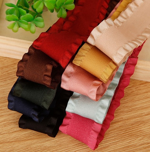 Brushed skirt ribbon bow hair accessories DIY material ruffle lace ribbon deerskin skirt strap
