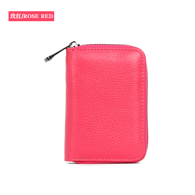 トップ層牛革防磁rfid本革男女共通カードバッグ多機能証明書バッグジッパーカードカバー名刺バッグ