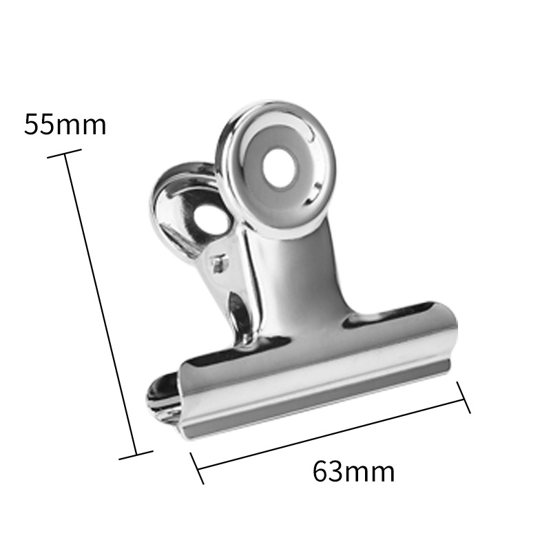 Clip de metal plateado galvanoplastia clip de hierro suministros de oficina al por mayor 22-90mm clip de almacenamiento clip de merienda clip de cola larga
