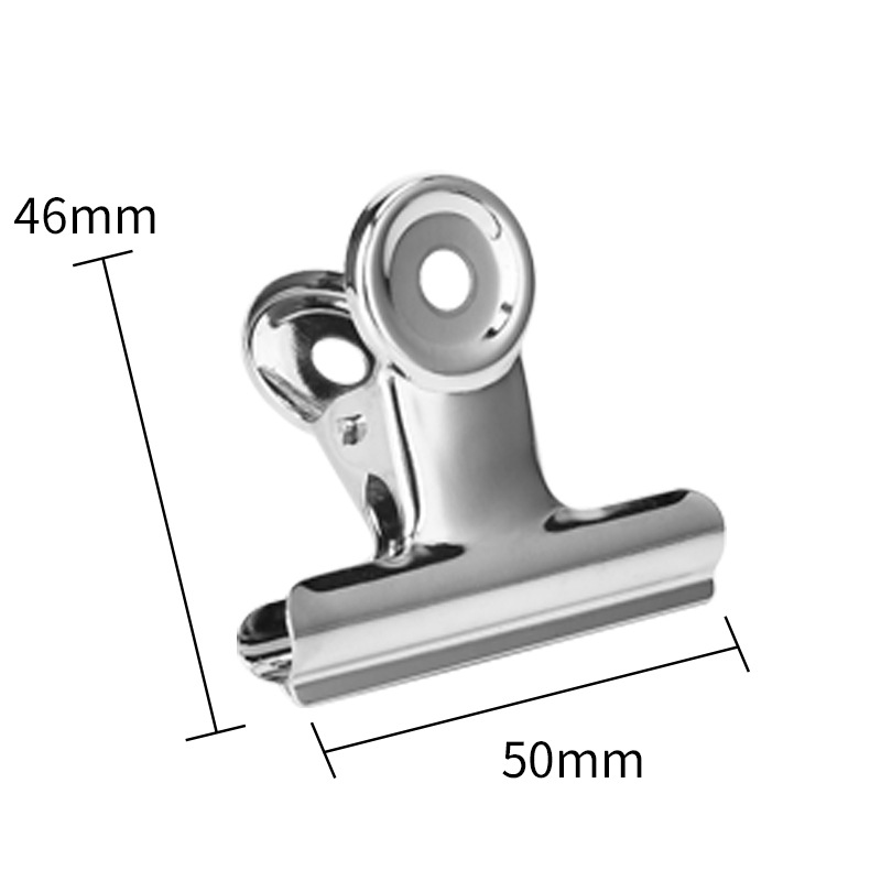Clip de metal plateado galvanoplastia clip de hierro suministros de oficina al por mayor 22-90mm clip de almacenamiento clip de merienda clip de cola larga