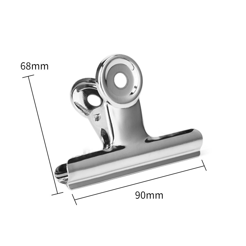 Clip de metal plateado galvanoplastia clip de hierro suministros de oficina al por mayor 22-90mm clip de almacenamiento clip de merienda clip de cola larga