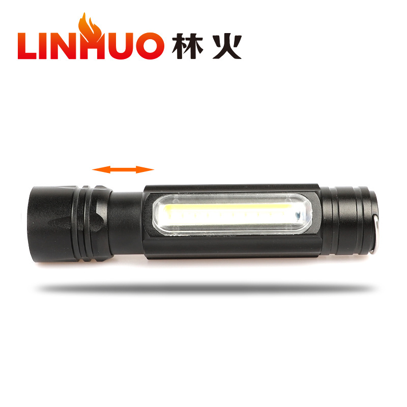 Amazon nuevo T6 fuerte luz linterna COB luz de trabajo telescópica de enfoque incorporado USB recargable iluminación LED