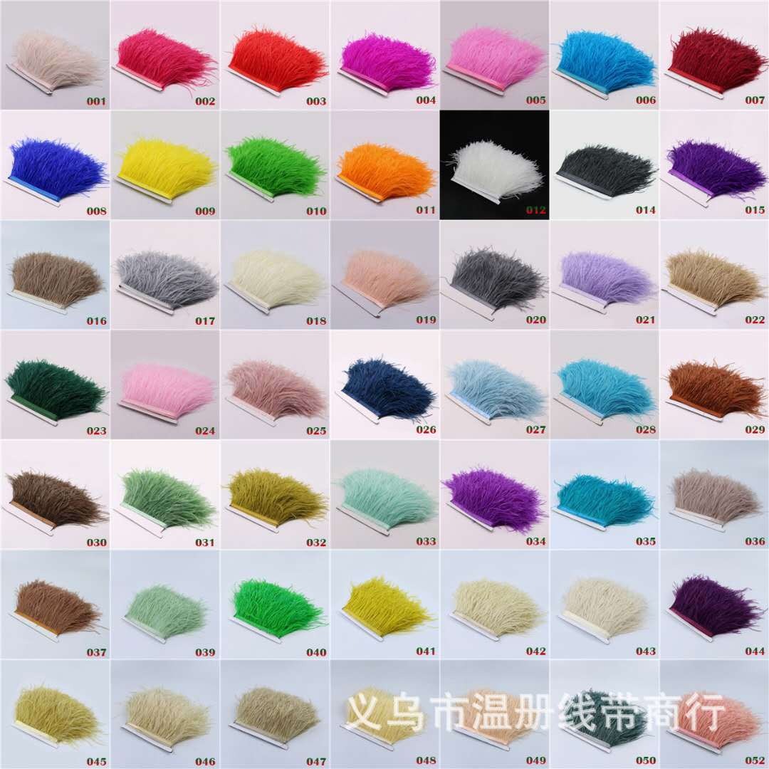温册厂家现销10-16CM桔色鸵鸟毛布带DIY羽毛饰品婚纱晚礼服裙边