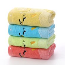 高阳毛巾厂家销售竹纤维无捻纱毛巾 74*33cm 100g 可爱音乐猫毛巾