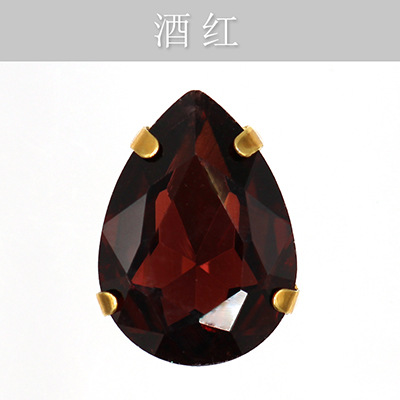 Suministro directo de agua con fondo de oro, gota de agua, cristal, diamante, vestido de novia, accesorios de joyería de cristal, accesorios, gota de agua multicolor, diamante de garra