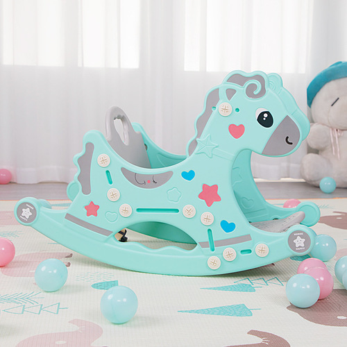 Children's Indoor Rocking Horse Dual-Purpose Rocking Chair for 1-Year-Old Babies, Plastic Rocking Horse Toy with Music, Factory Wholesale