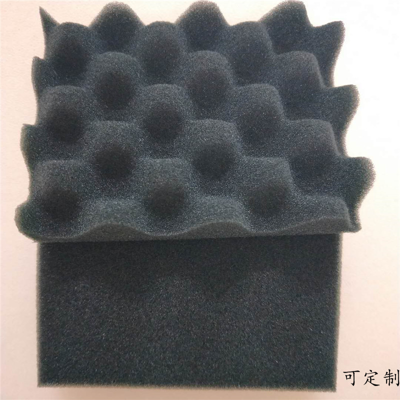 工厂货源防挤压波浪海棉 包装盒内衬填充黑海绵 黑色吸音海绵冲型