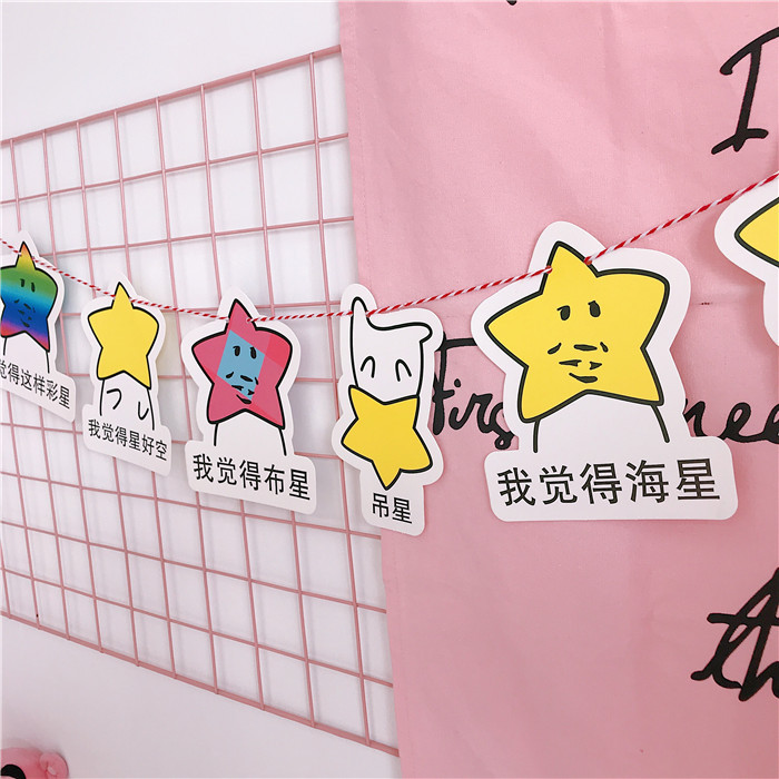 Japonés y coreano dibujos animados lindo pequeño Hada bonita chica colgante chica corazón habitación decoración vacaciones cadena bandera interior pequeña bandera colorida