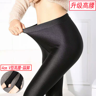 Polainas forradas de lana para mujer Otoño e Invierno desgaste brillante pantalones engrosados adelgazantes pantalones cálidos invierno más tamaño estiramiento paso-en pantalones de terciopelo