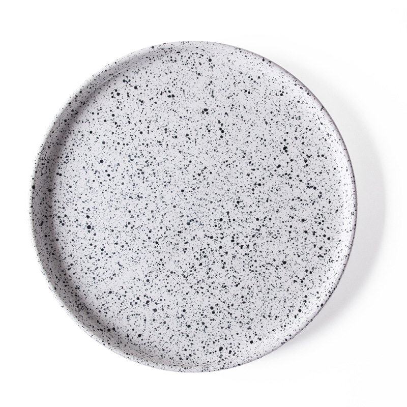 8 10 12 14 pulgadas Oval creativo luz profunda sopa ensalada de frutas pasta punto tinta negro placa cerámica al por mayor