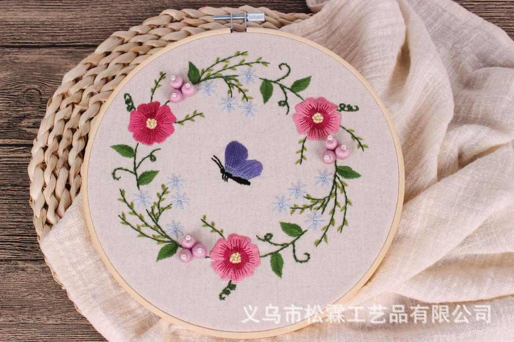 Directo de fábrica oujin hecho a mano DIY tela novato bordado europeo flores y plantas material paquete kit costura traje