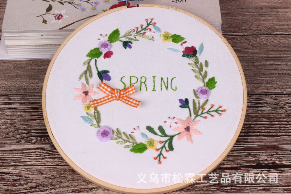 Fábrica directa hecha a mano DIY tela principiante europeo bordado flores y plantas material paquete kit traje estudiante