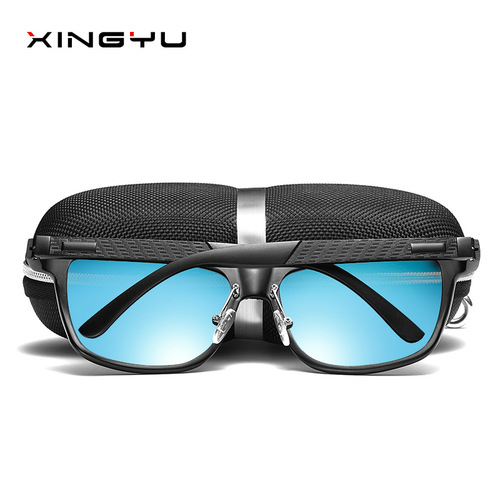 New style sunglasses, fashionable men's aluminum magnesium polarized sunglasses, full frame personalized sports sunglasses, fishing glasses XY045