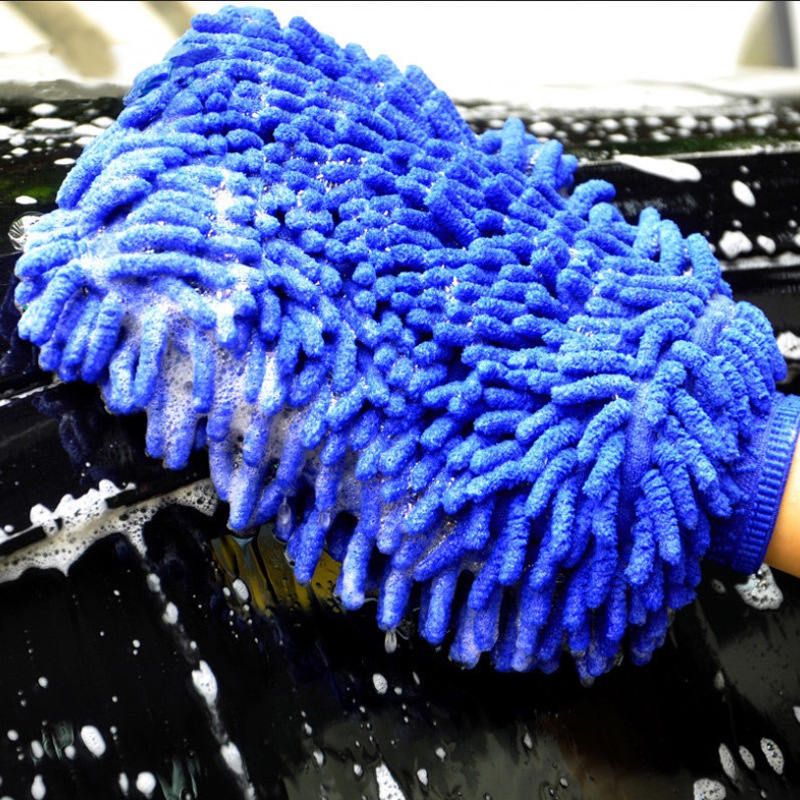 Lavado de autos de doble cara impermeable chenille guantes trapo coral insecto felpa engrosada terciopelo guantes herramientas de lavado de autos image 4