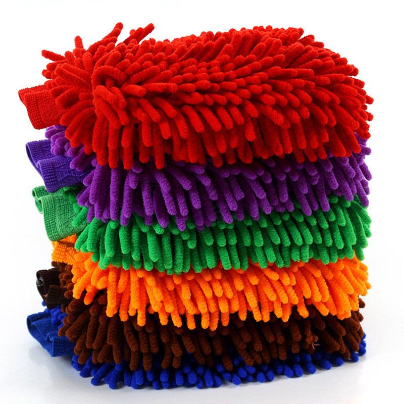 Lavado de autos de doble cara impermeable chenille guantes trapo coral insecto felpa engrosada terciopelo guantes herramientas de lavado de autos image 7