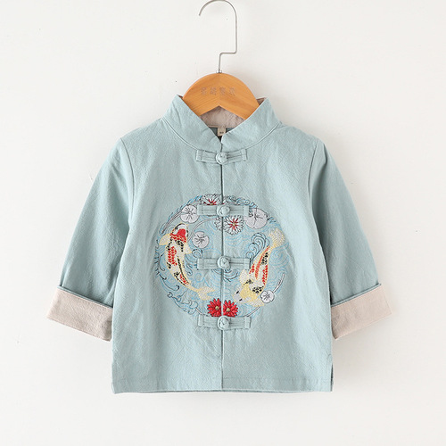 NATIONAL STYLE CHILDREN'S CLOTHING SET FOR BOYS AND GIRLS, COTTON AND LINEN SUIT, SPRING AND AUTUMN CHINESE STYLE, CHILDREN'S REPUBLICAN ERA OUTFIT, BABY TANG SUIT