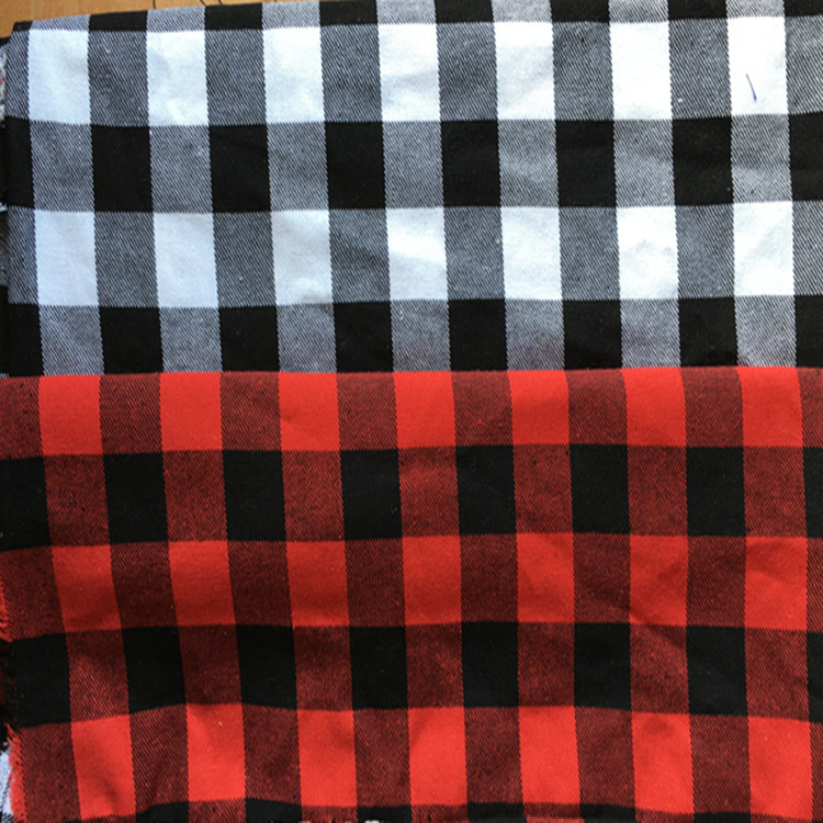 涤棉色织布 涤棉色织格子 涤棉朝阳格、涤棉条子布 红黑格子布