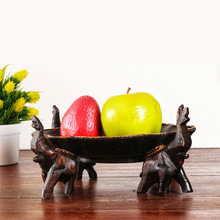 东南亚特色泰国家居会所创意果盘木雕水果盘藤编干果盘