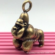 黄铜实心大猩猩钥匙扣挂件 金刚巨力神猿摆件狂暴巨兽大猩猩吊坠