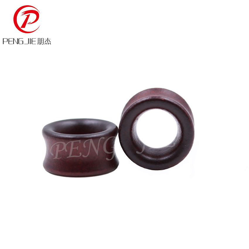 Pengjie Europea y Americana marrón hueco aurícula de madera joyería piercing