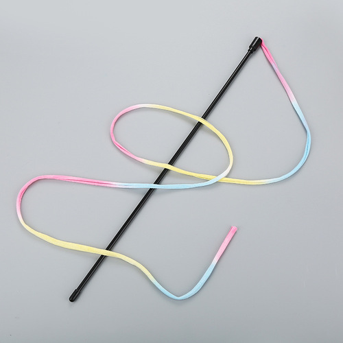 Cat toy, feather wand, cat toy, rainbow ribbons, thin rod, cat teaser, interactive play, pet supplies