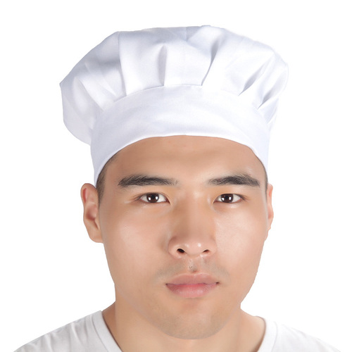 酒店厨师帽 厨师帽 百褶帽圆帽 蘑菇帽 男女蛋糕甜品店批发白帽子