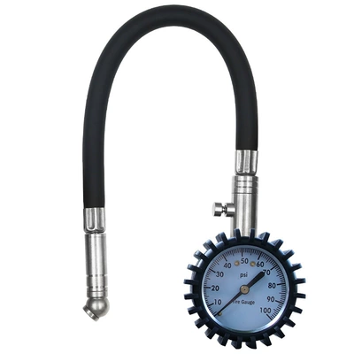 Automobile tire pressure gauge tire Air pressure gauge/tire pressure gauge - cy-6236-copper-valve-leather-tube-silver